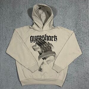Gymshark Prayer Hands Graphic Hoodie Mens Sz L Beige Sand Religious Christian